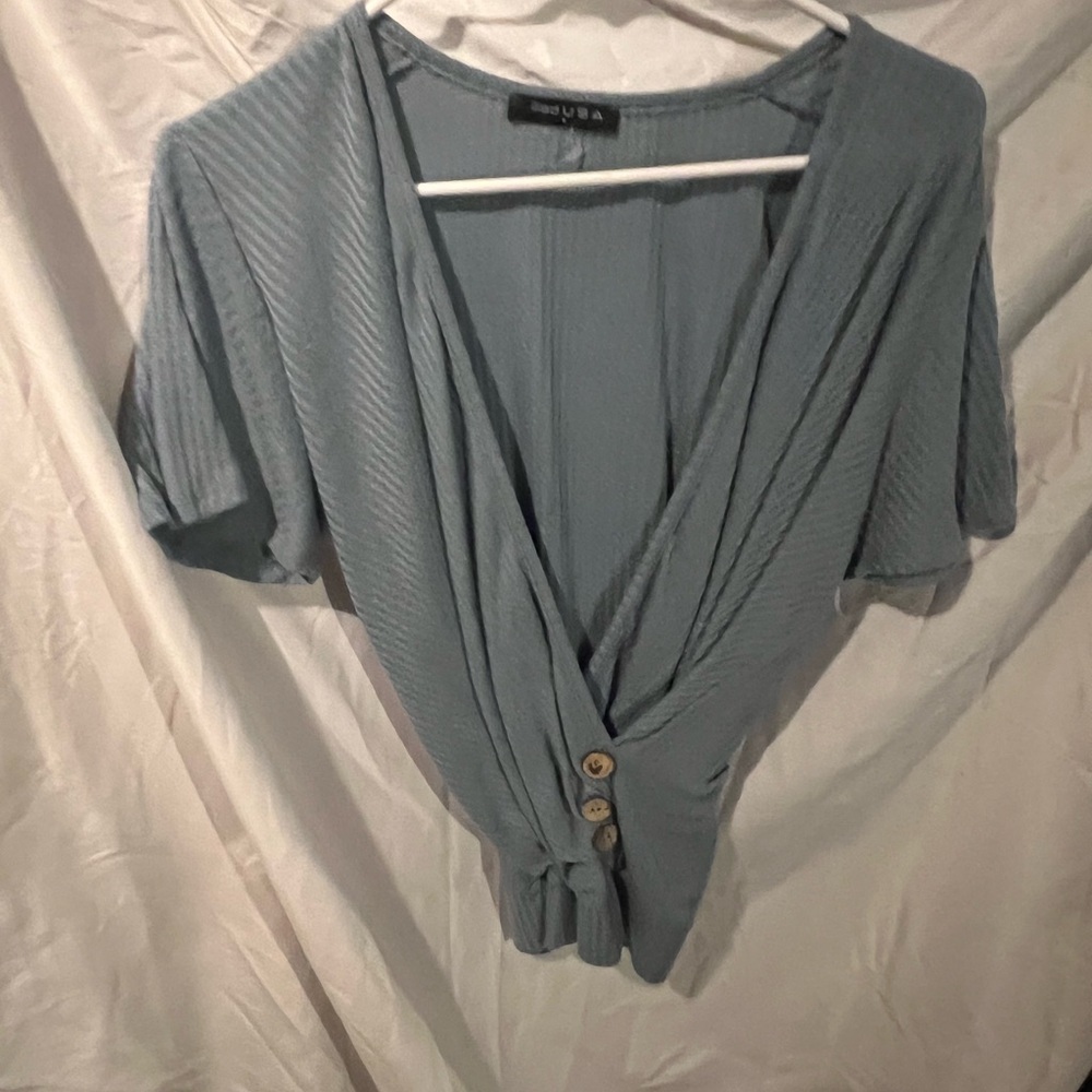 Blue Button-Down Women's Top